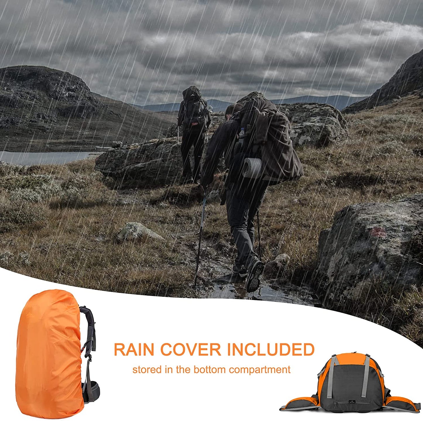Ultimate 50L Hiking Backpack with Waterproof Rain Cover - Perfect for Adventures!