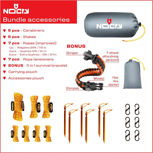 Ultimate 10X10 Waterproof Camping Tarp - Lightweight Survival Shelter & Versatile Hammock Cover - Includes Survival Bracelet - Available in Multiple Colors