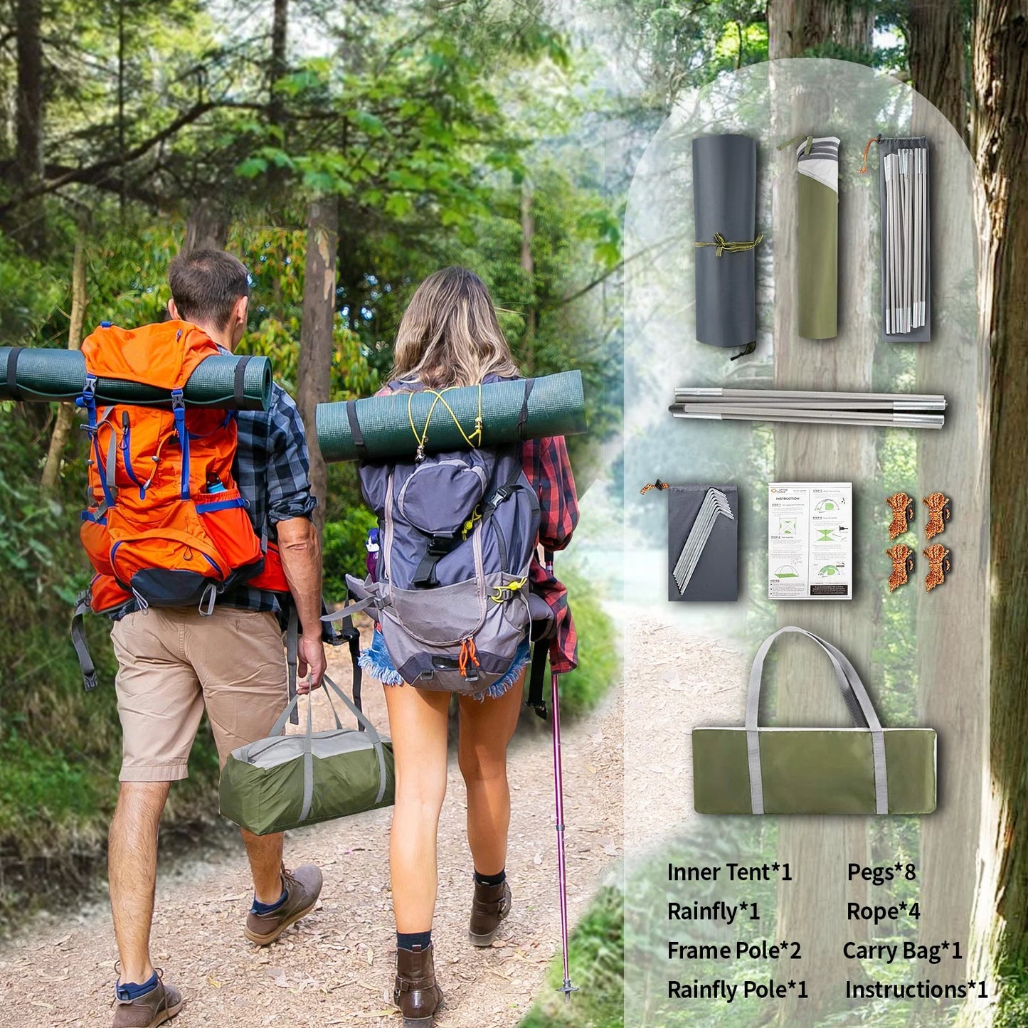 Lightweight Waterproof 2-Person Camping Tent - Perfect for Outdoor Adventures, Only 5 lbs!