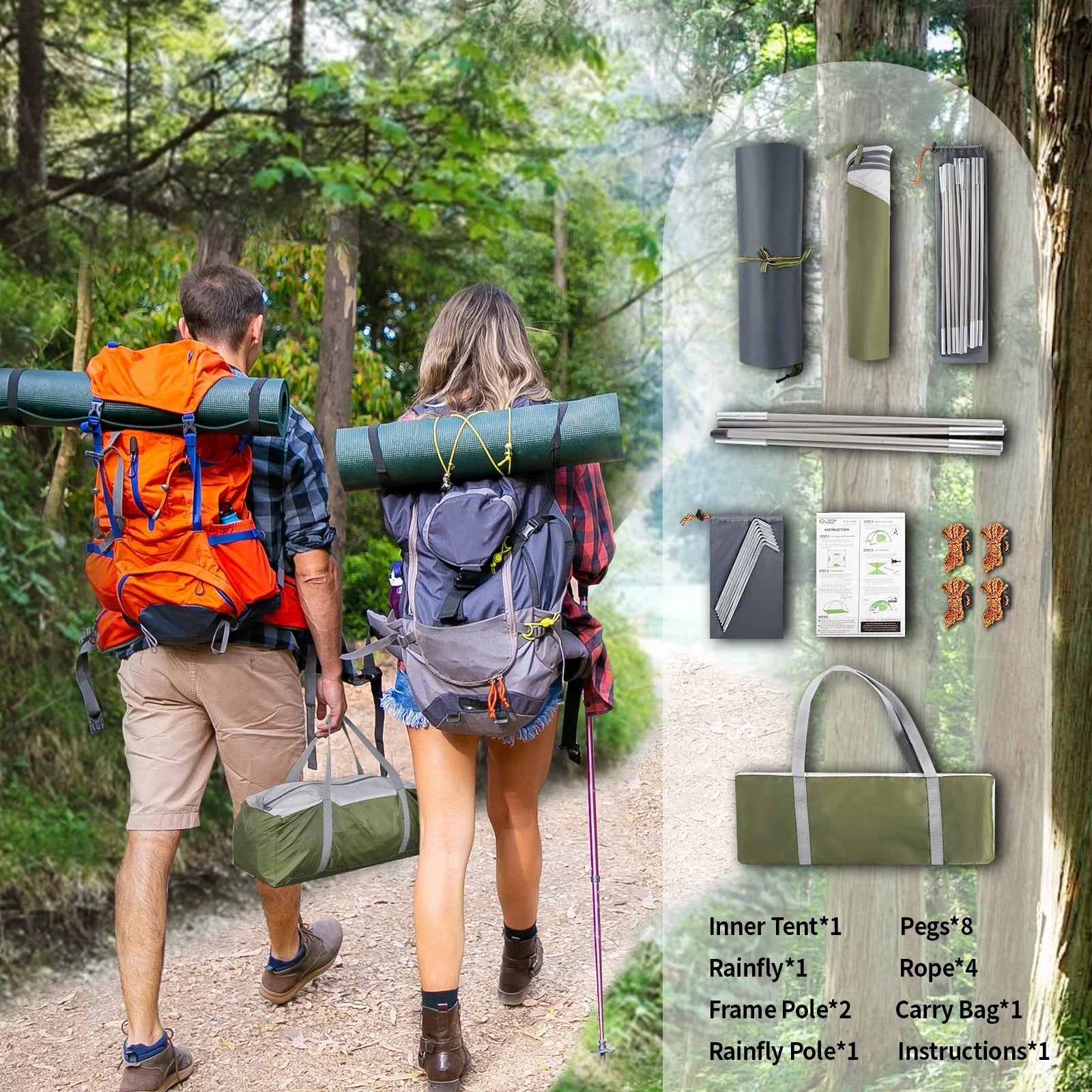 Lightweight Waterproof 2-Person Camping Tent - Perfect for Outdoor Adventures, Only 5 lbs!