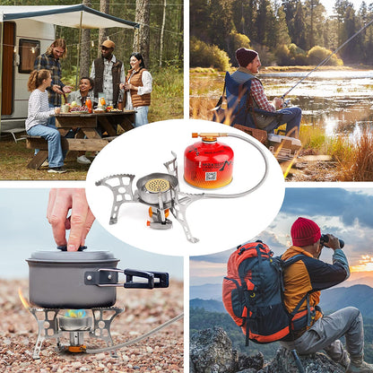 Ultimate Portable Camping Stove with Fuel Canister Adapter - 3900W Windproof Mini Gas Stove with Piezo Ignition for Hiking and Backpacking