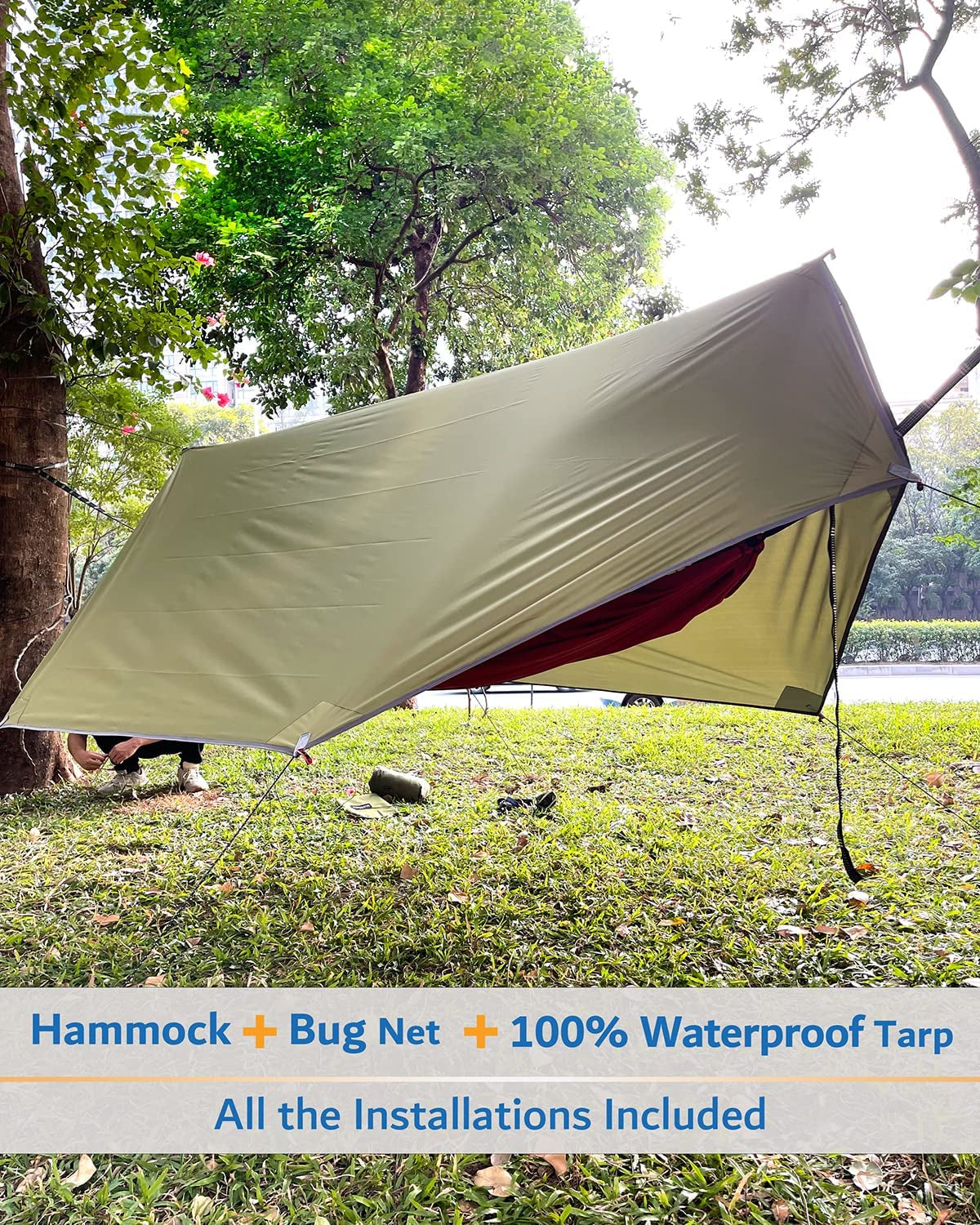 Ultimate Portable Camping Hammock - 2-Person Tent with Bug Net & 10ft Straps for Outdoor Adventure!