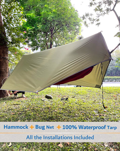 Ultimate Portable Camping Hammock - 2-Person Tent with Bug Net & 10ft Straps for Outdoor Adventure!