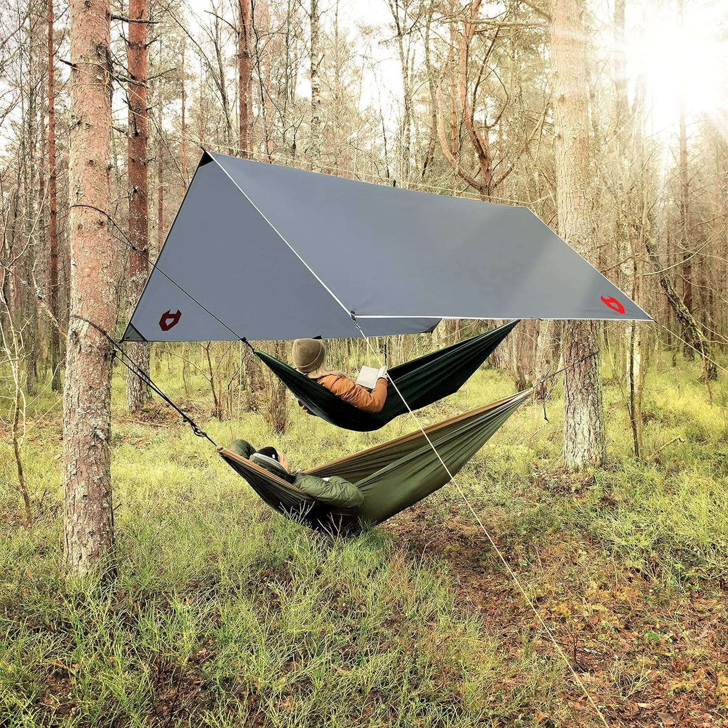 Ultimate 10X10 Waterproof Camping Tarp - Lightweight Survival Shelter & Versatile Hammock Cover - Includes Survival Bracelet - Available in Multiple Colors