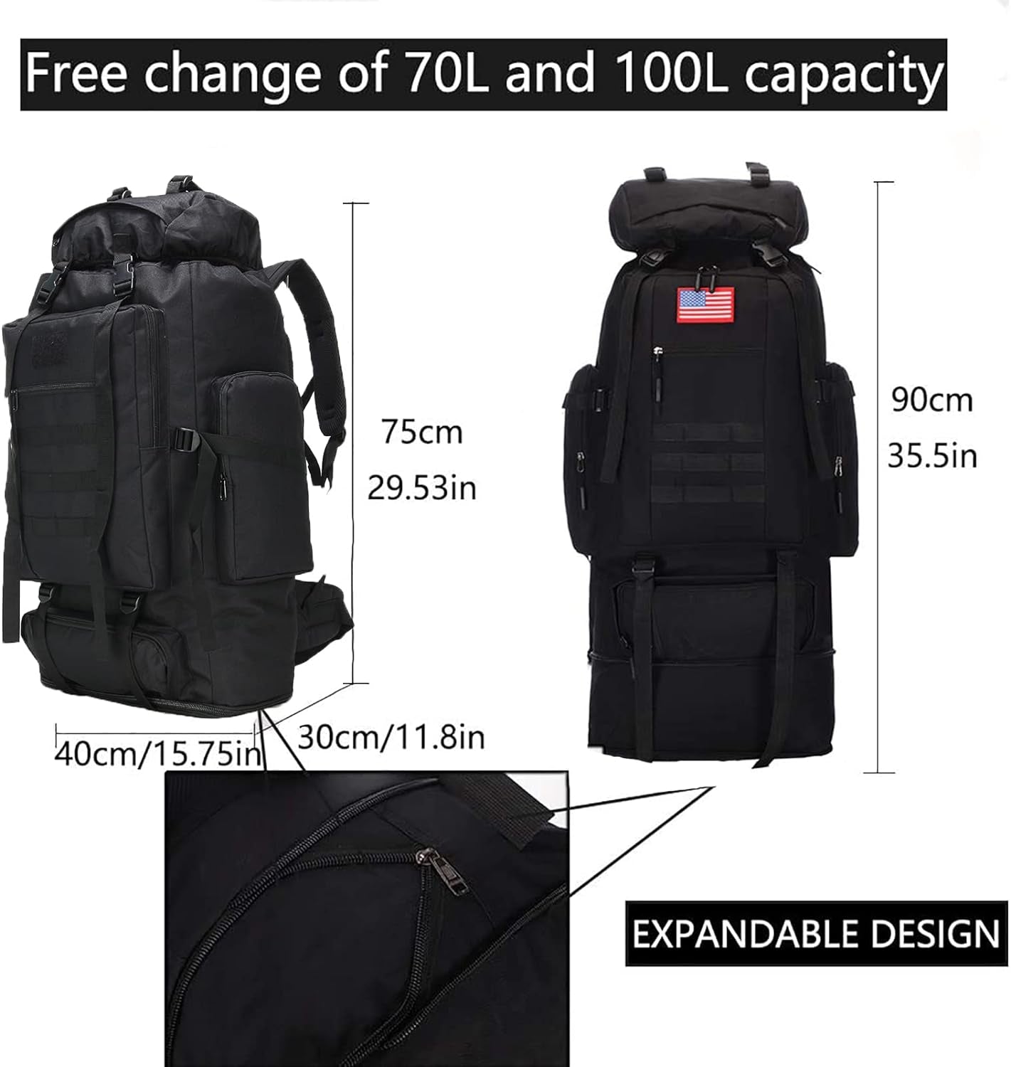 70L/100L Molle Camping Assault Pack