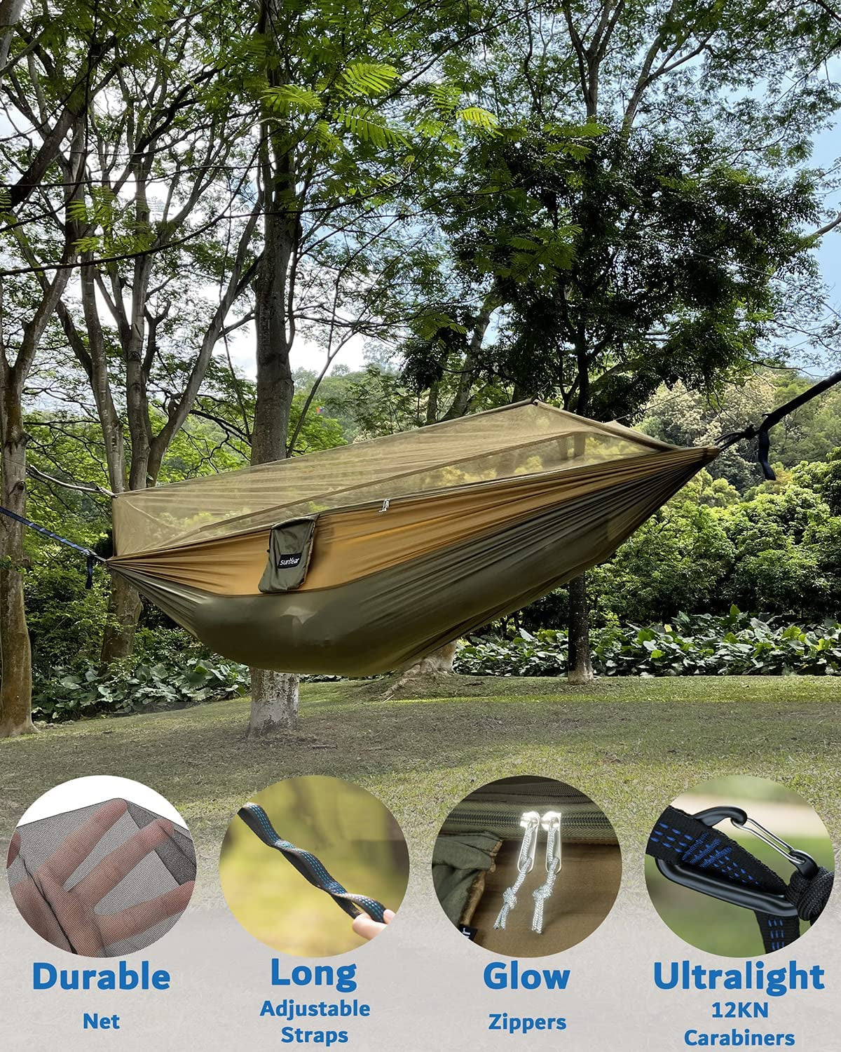 Ultimate Portable Camping Hammock - 2-Person Tent with Bug Net & 10ft Straps for Outdoor Adventure!