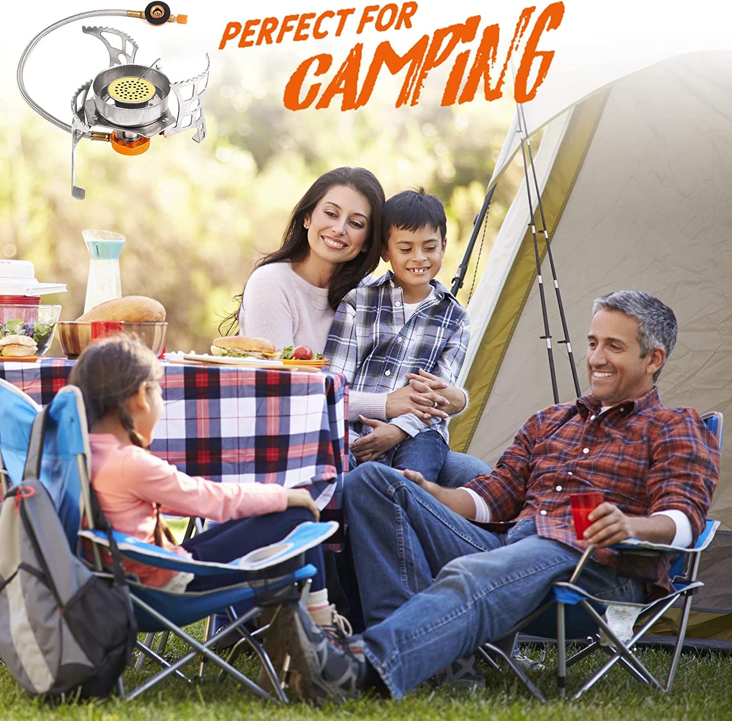 Ultimate Portable Camping Stove with Fuel Canister Adapter - 3900W Windproof Mini Gas Stove with Piezo Ignition for Hiking and Backpacking