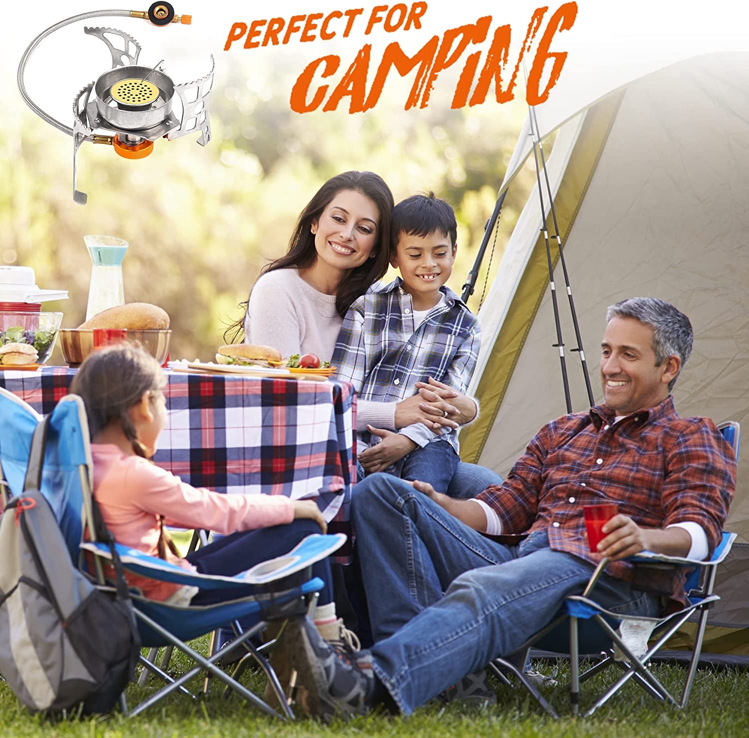 Ultimate Portable Camping Stove with Fuel Canister Adapter - 3900W Windproof Mini Gas Stove with Piezo Ignition for Hiking and Backpacking