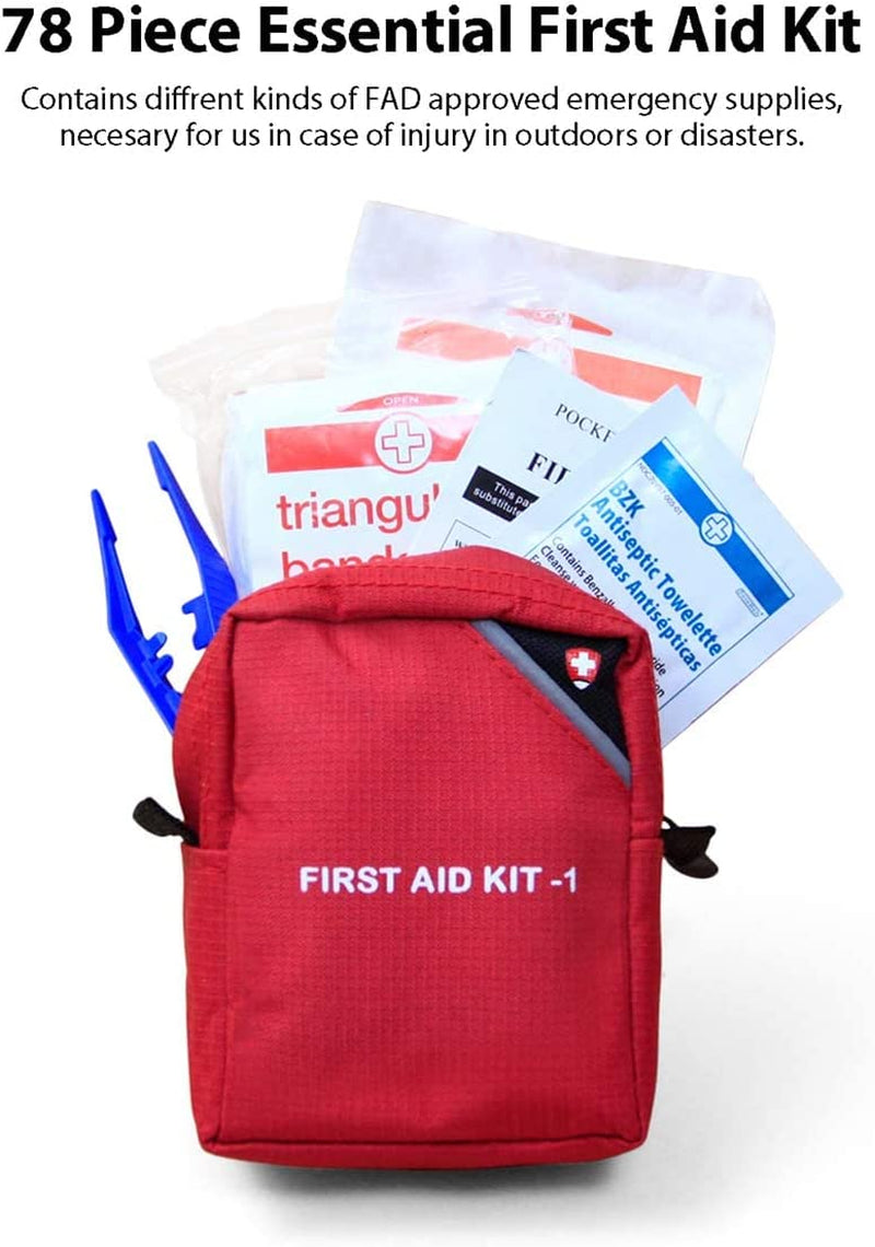 Compact Waterproof Mini First Aid Kit - 78-Piece Emergency Medical Survival Gear for Camping, Hiking, Travel & Outdoor Adventures