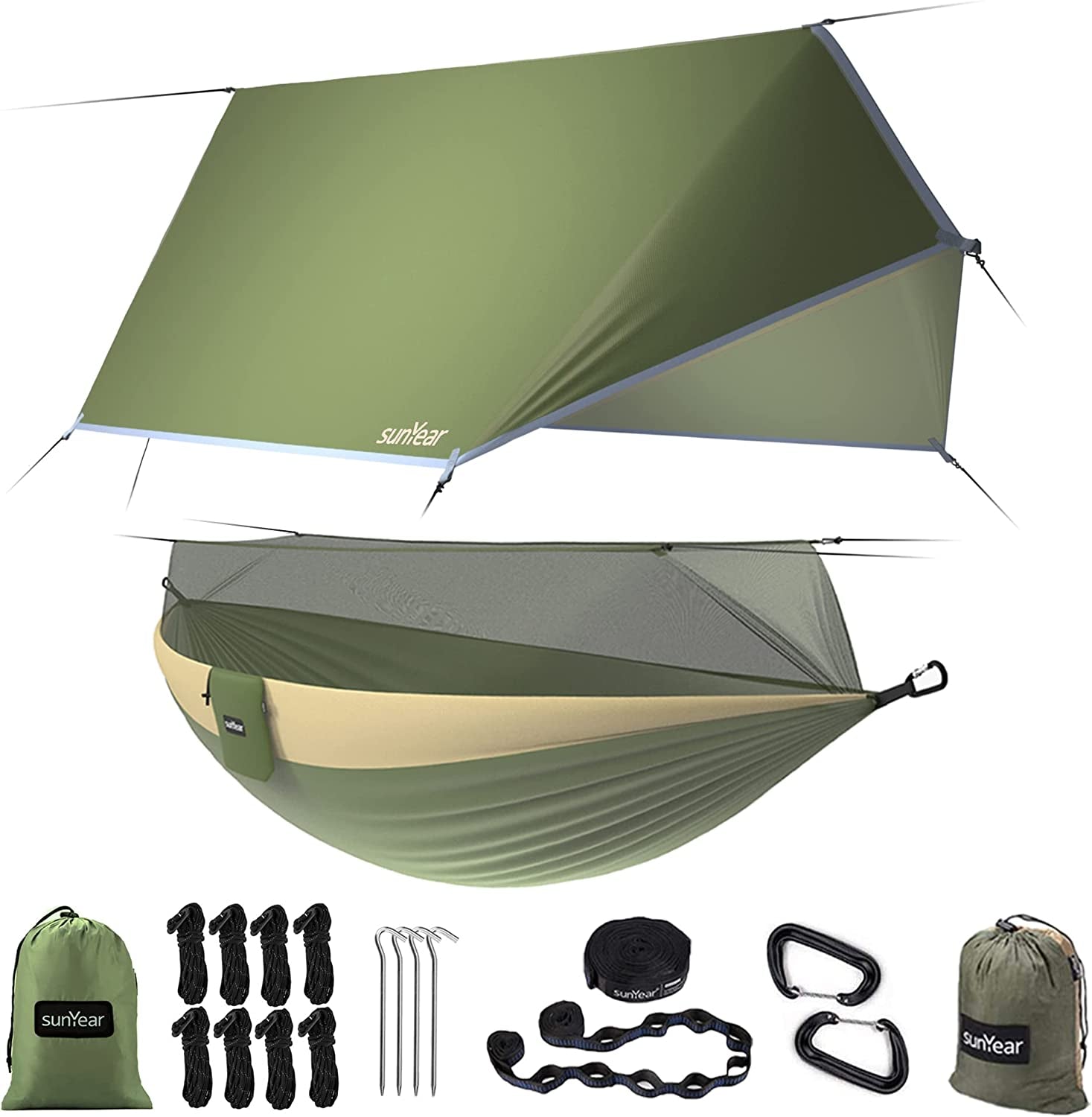 Ultimate Portable Camping Hammock - 2-Person Tent with Bug Net & 10ft Straps for Outdoor Adventure!