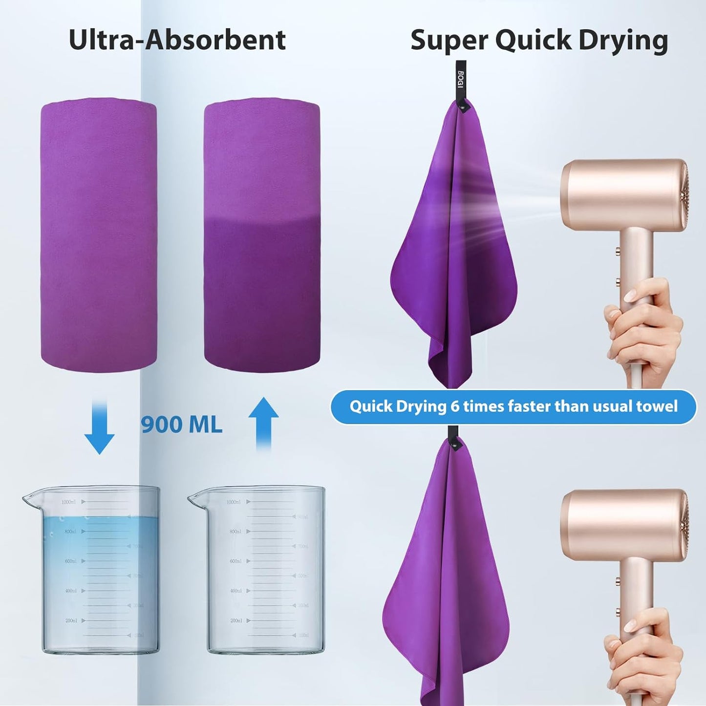 Quick-Dry Microfiber Travel Towel - Compact, Lightweight & Ultra-Absorbent